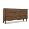 Hoa Wide Dresser | 6 Drawers | Bronze Steel Knobs | Brown Rubberwood