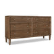 Hoa Wide Dresser | 6 Drawers | Bronze Steel Knobs | Brown Rubberwood