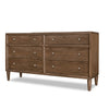 Hoa Wide Dresser | 6 Drawers | Bronze Steel Knobs | Brown Rubberwood