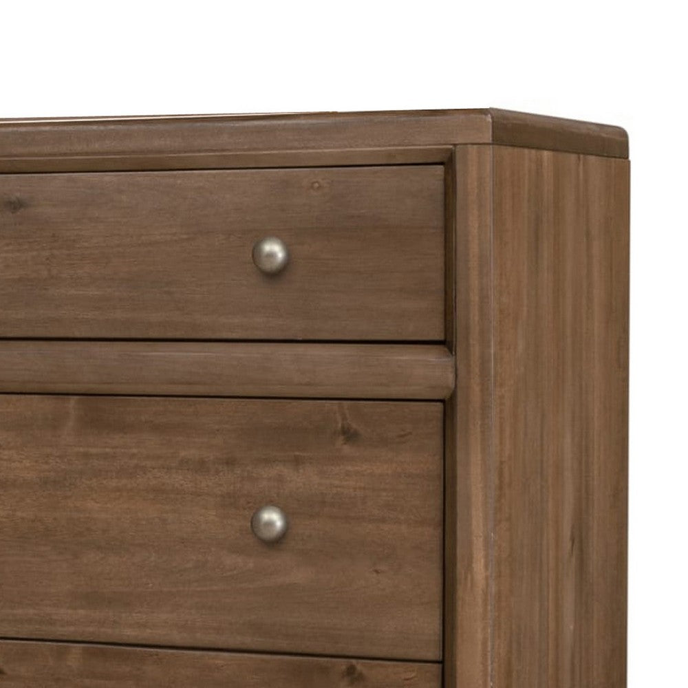 Hoa Wide Dresser | 6 Drawers | Bronze Steel Knobs | Brown Rubberwood