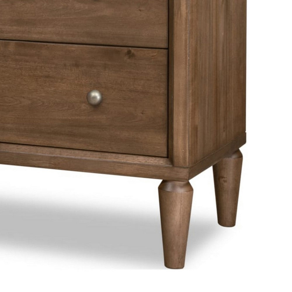 Hoa Wide Dresser | 6 Drawers | Bronze Steel Knobs | Brown Rubberwood