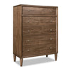 Hoa Tall Dresser Chest | 5 Drawers | Bronze Steel Knobs | Brown Rubberwood