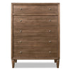 Hoa Tall Dresser Chest | 5 Drawers | Bronze Steel Knobs | Brown Rubberwood