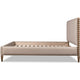 Hoa Queen Bed | Beige Chenille Upholstery | Spindle Trim Headboard | Brown