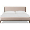 Hoa King Bed | Foam Fill Beige Chenille Upholstery | Spindle Headboard | Brown