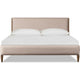 Hoa King Bed | Foam Fill Beige Chenille Upholstery | Spindle Headboard | Brown