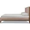 Hoa King Bed | Foam Fill Beige Chenille Upholstery | Spindle Headboard | Brown