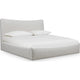 Yuri Queen Platform Bed | Foam Fill Headboard | Ivory Chenille Upholstery