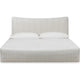 Yuri Queen Platform Bed | Foam Fill Headboard | Ivory Chenille Upholstery