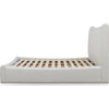 Yuri Queen Platform Bed | Foam Fill Headboard | Ivory Chenille Upholstery