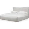 Yuri Queen Platform Bed | Foam Fill Headboard | Ivory Chenille Upholstery