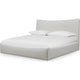 Yuri Queen Platform Bed | Foam Fill Headboard | Ivory Chenille Upholstery