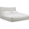Yuri King Platform Bed | Foam Fill Headboard | Ivory Chenille Upholstery
