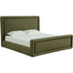 Mita Queen Platform Bed | Double Cord Welt Headboard | Moss Green Corduroy