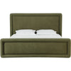 Mita Queen Platform Bed | Double Cord Welt Headboard | Moss Green Corduroy