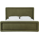 Mita Queen Platform Bed | Double Cord Welt Headboard | Moss Green Corduroy