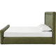 Mita Queen Platform Bed | Double Cord Welt Headboard | Moss Green Corduroy