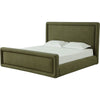 Mita Queen Platform Bed | Double Cord Welt Headboard | Moss Green Corduroy