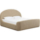Coly Queen Platform Bed | Arched Headboard | Tan Brown Chenille Upholstery