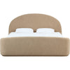 Coly Queen Platform Bed | Arched Headboard | Tan Brown Chenille Upholstery