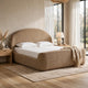 Coly Queen Platform Bed | Arched Headboard | Tan Brown Chenille Upholstery