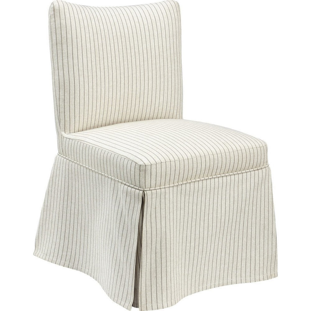 Kyro Skirted Dining Chair | Parsons Back | Foam Fill Striped Ivory Chenille