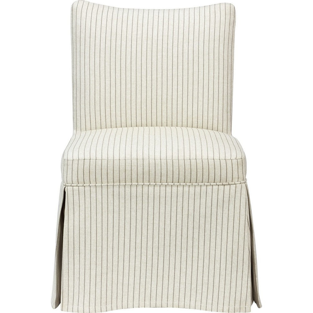 Kyro Skirted Dining Chair | Parsons Back | Foam Fill Striped Ivory Chenille