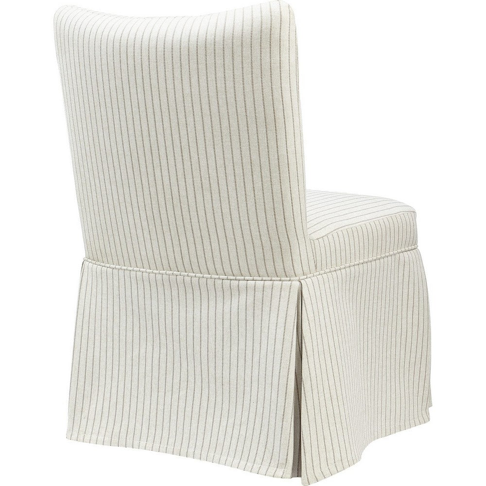 Kyro Skirted Dining Chair | Parsons Back | Foam Fill Striped Ivory Chenille