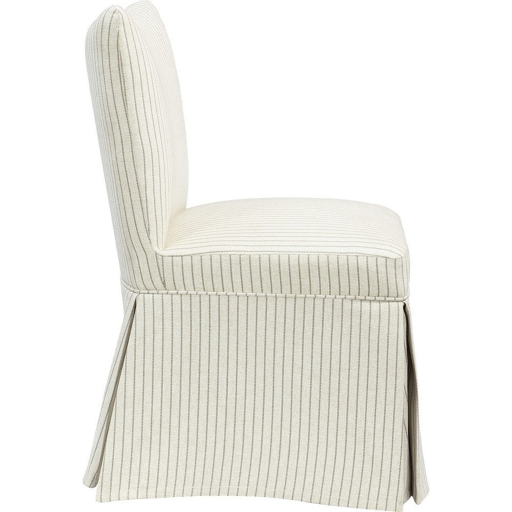 Kyro Skirted Dining Chair | Parsons Back | Foam Fill Striped Ivory Chenille
