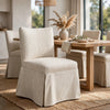 Kyro Skirted Dining Chair | Parsons Back | Foam Fill Striped Ivory Chenille