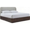 Yati Queen Platform Bed | Linen Upholstery | Fluted Chocolate Mousse Brown
