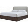 Yati Queen Platform Bed | Linen Upholstery | Fluted Chocolate Mousse Brown