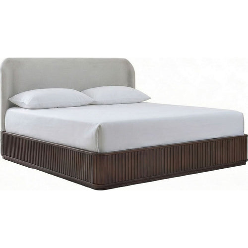 Yati King Platform Bed | Linen Upholstery | Fluted Chocolate Mousse Brown
