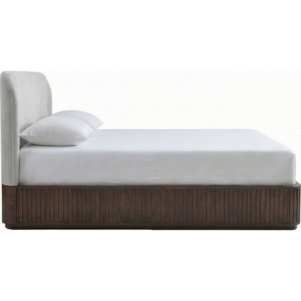 Yati King Platform Bed | Linen Upholstery | Fluted Chocolate Mousse Brown