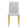 Reeva Dining Chairs with Gold Metal Legs | Set of 4 | Gray Faux Leather
