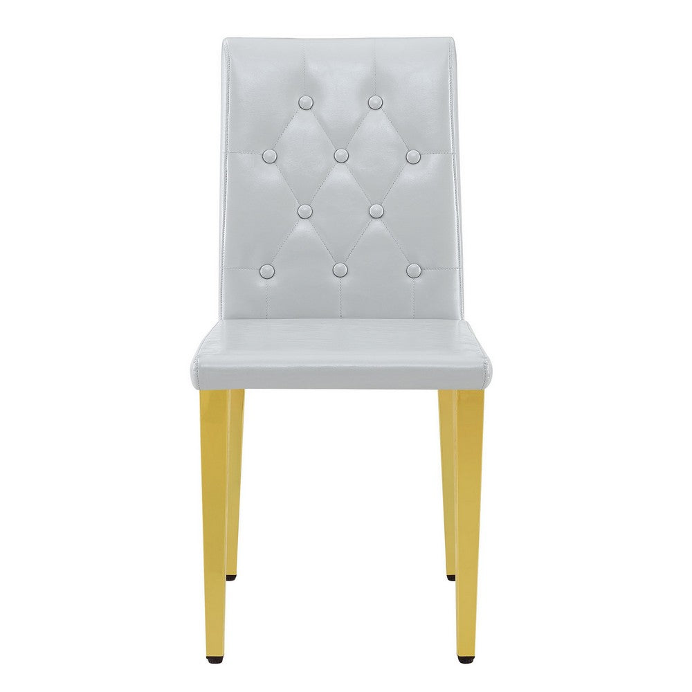 Reeva Dining Chairs with Gold Metal Legs | Set of 4 | Gray Faux Leather