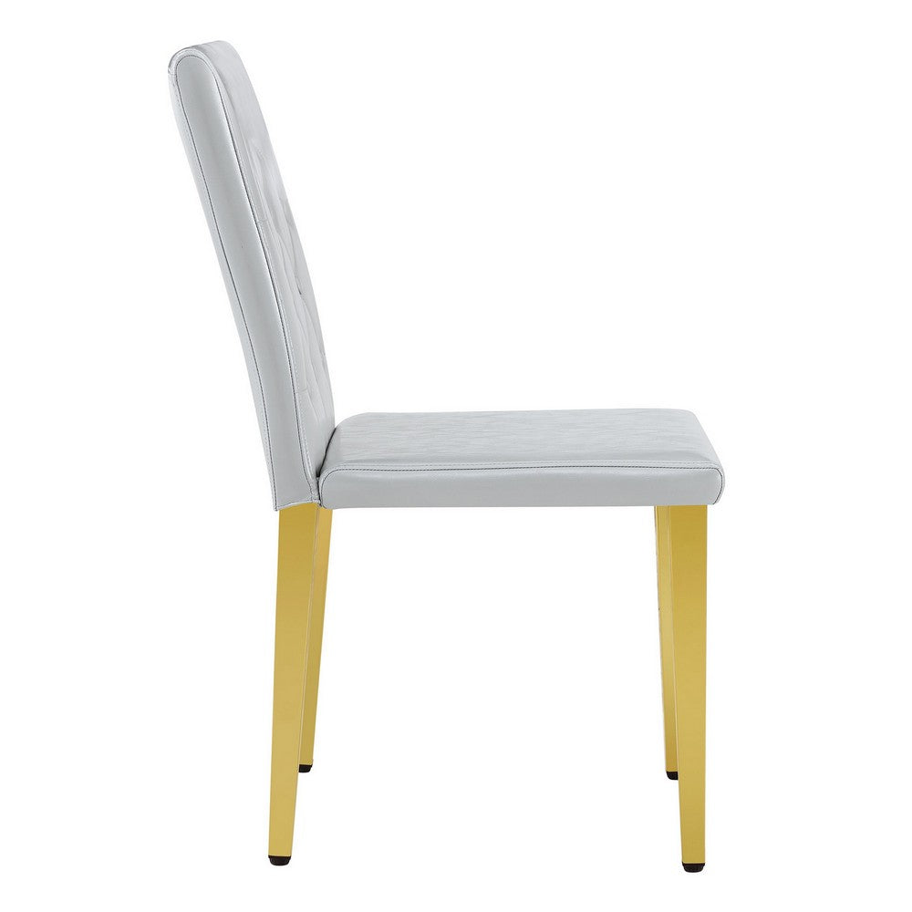 Reeva Dining Chairs with Gold Metal Legs | Set of 4 | Gray Faux Leather