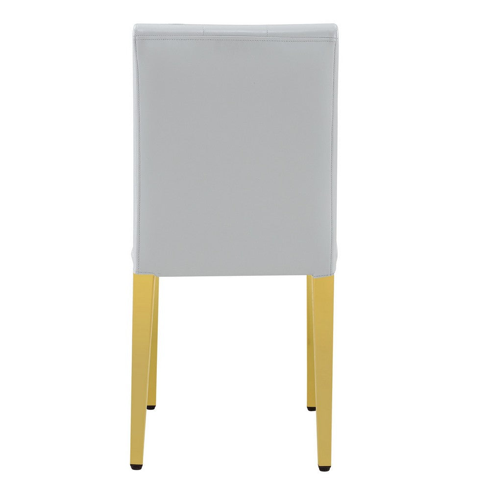 Reeva Dining Chairs with Gold Metal Legs | Set of 4 | Gray Faux Leather