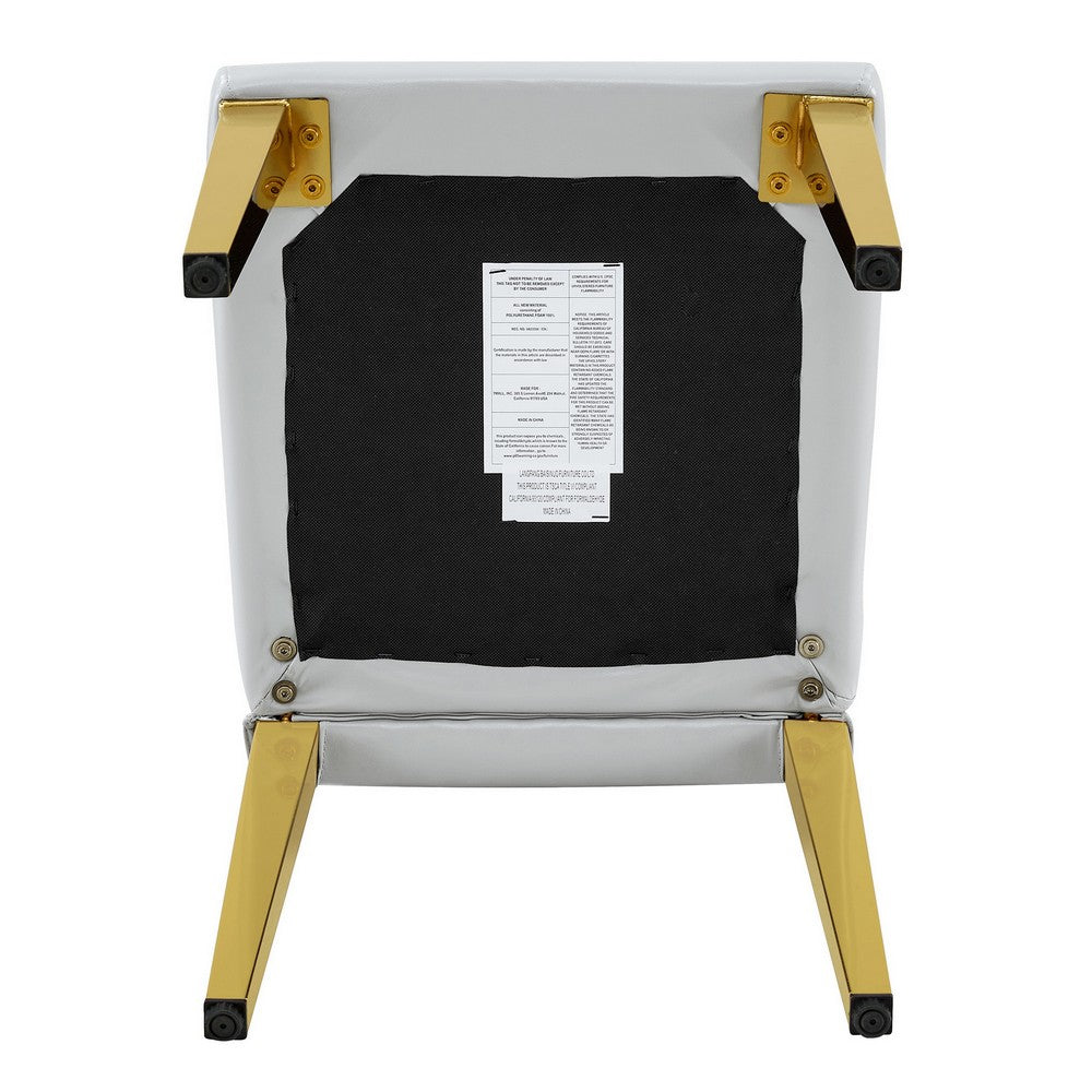 Reeva Dining Chairs with Gold Metal Legs | Set of 4 | Gray Faux Leather