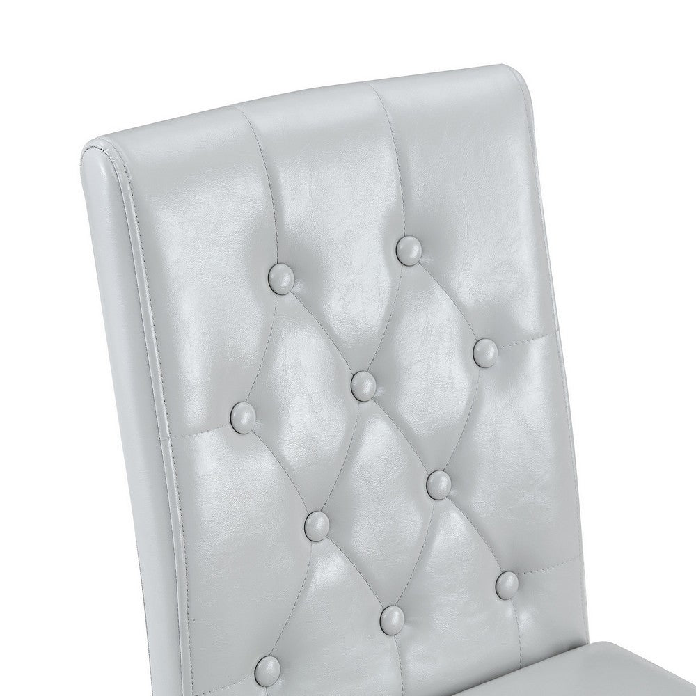 Reeva Dining Chairs with Gold Metal Legs | Set of 4 | Gray Faux Leather