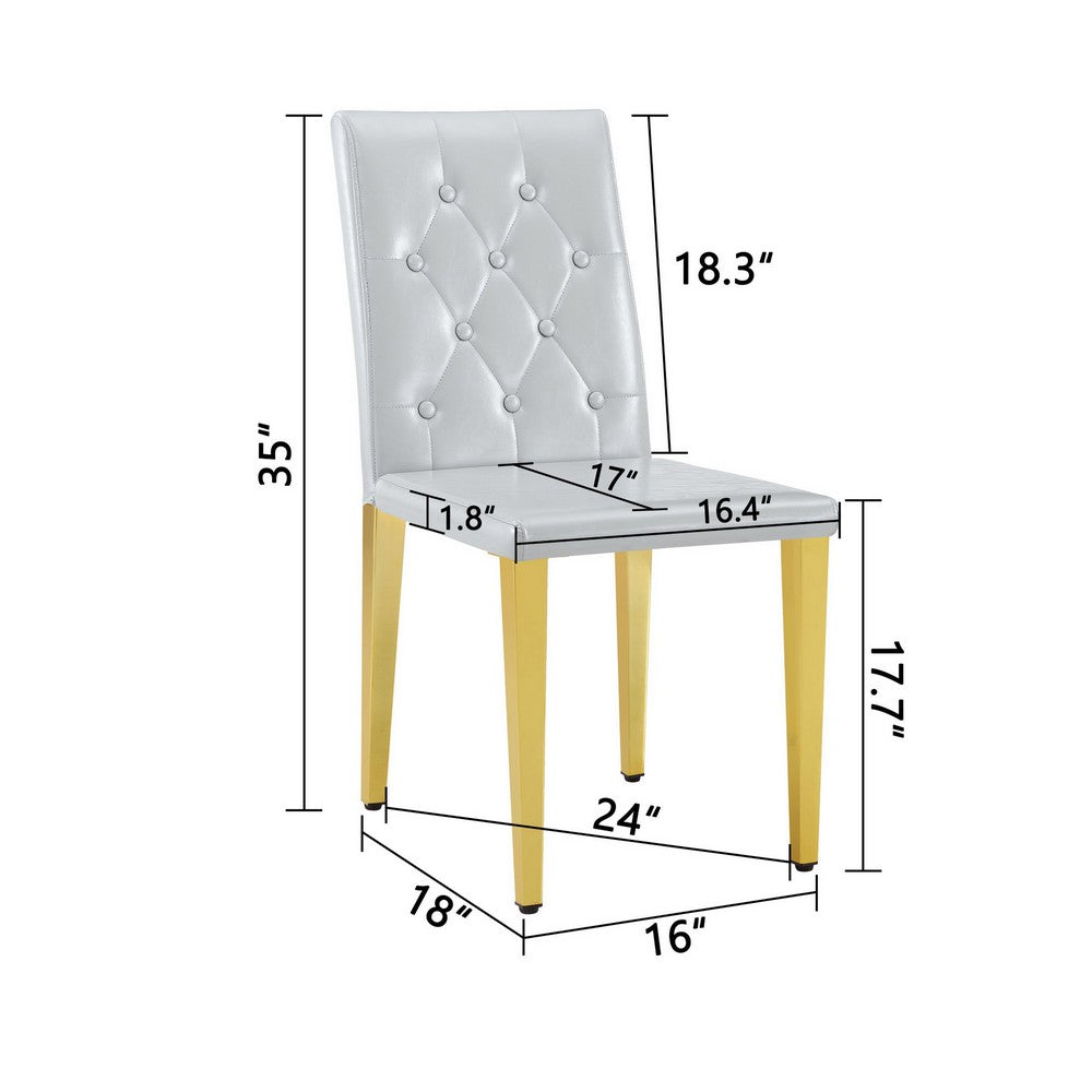 Reeva Dining Chairs with Gold Metal Legs | Set of 4 | Gray Faux Leather