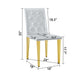 Reeva Dining Chairs with Gold Metal Legs | Set of 4 | Gray Faux Leather