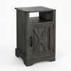 Layla Nightstand | Charging Station | Shelf | and Cabinet | Dark Gray Wood