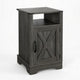 Layla Nightstand | Charging Station | Shelf | and Cabinet | Dark Gray Wood