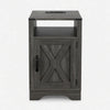 Layla Nightstand | Charging Station | Shelf | and Cabinet | Dark Gray Wood