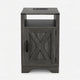 Layla Nightstand | Charging Station | Shelf | and Cabinet | Dark Gray Wood