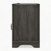 Layla Nightstand | Charging Station | Shelf | and Cabinet | Dark Gray Wood