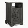 Layla Nightstand | Charging Station | Shelf | and Cabinet | Dark Gray Wood