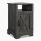 Layla Nightstand | Charging Station | Shelf | and Cabinet | Dark Gray Wood