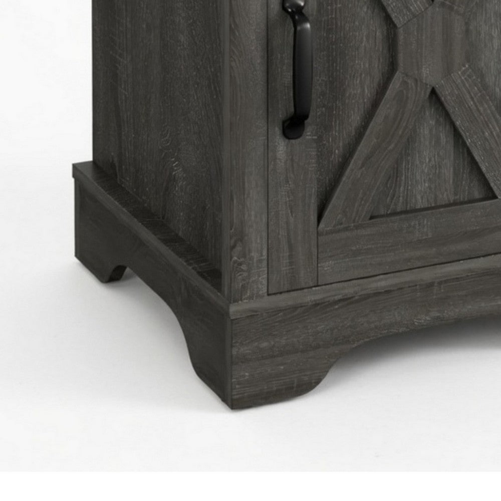 Layla Nightstand | Charging Station | Shelf | and Cabinet | Dark Gray Wood